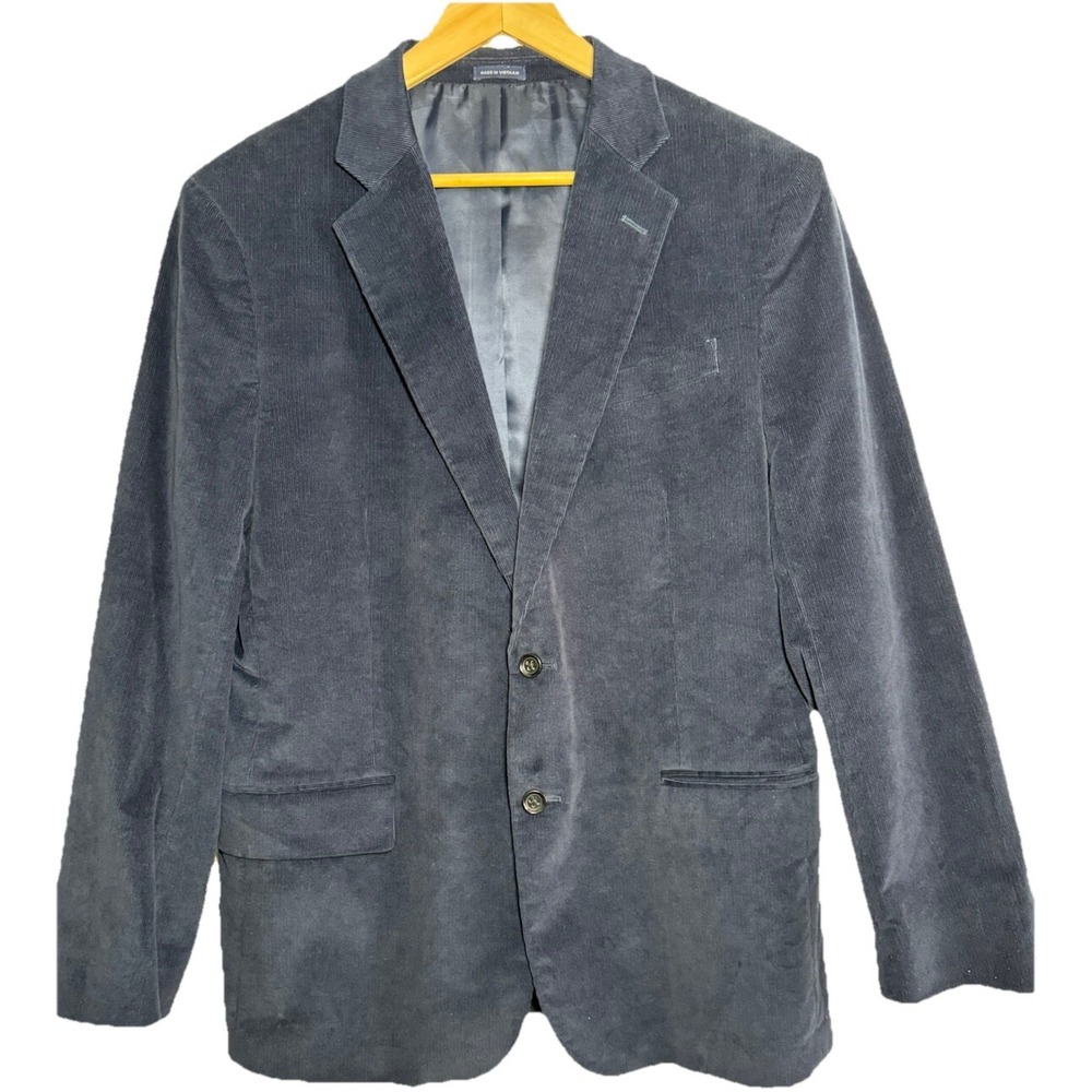 Stafford Blazer Men 44R‎ Blue Corduroy Classic Fit Elbow Patches Jacket
